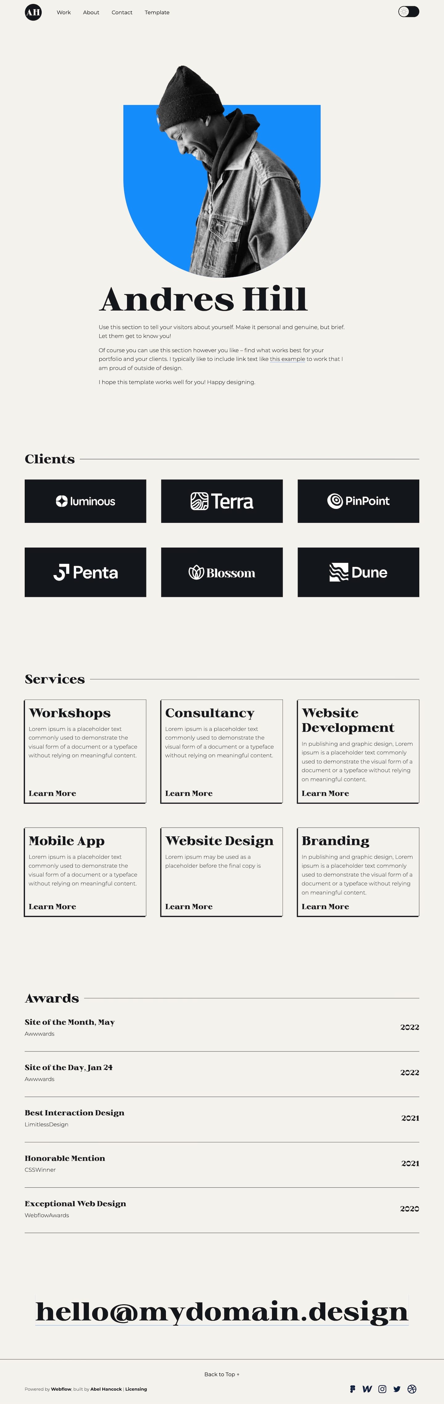 Adept Portfolio Webflow Template screenshot