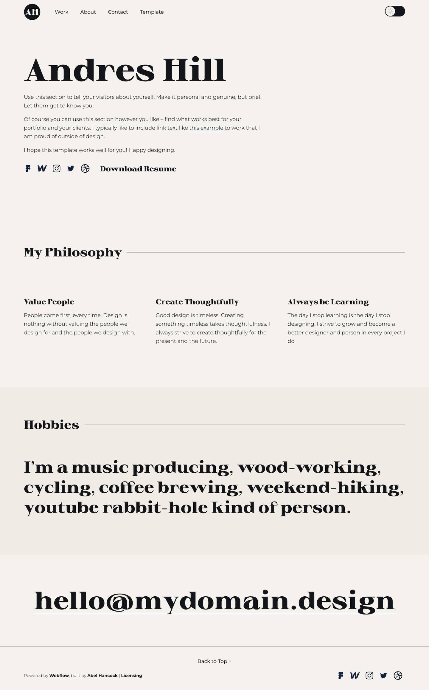 Adept Portfolio Webflow Template screenshot