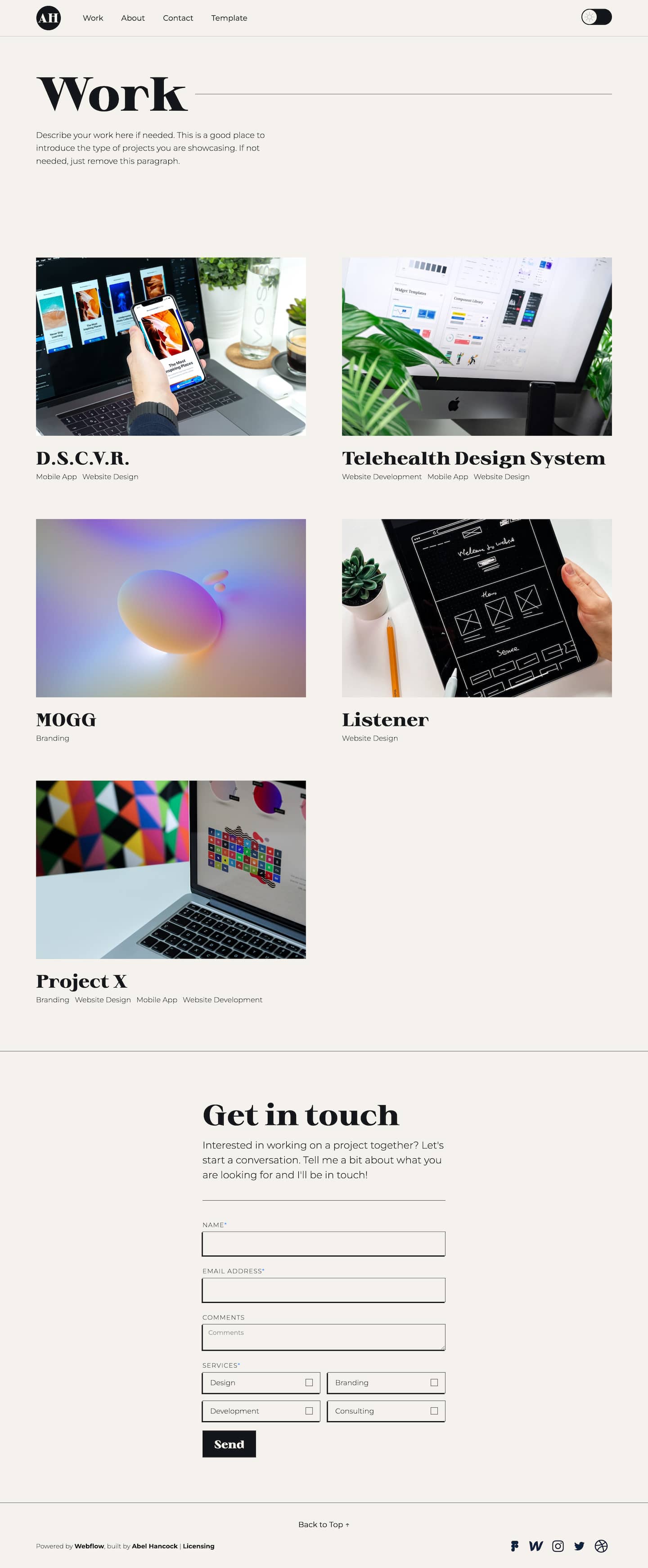 Adept Portfolio Webflow Template screenshot